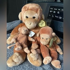 Bundle Set BONGO the Monkey Ty Beanie Buddy, Beanie & Teenie, Rare w/Many Errors
